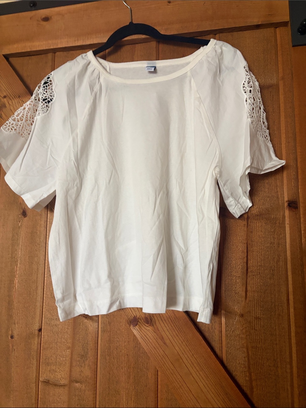 Old Navy White Crochet-Sleeve Tee